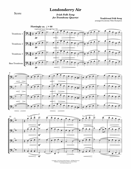 Londonderry Air for Trombone Quartet (arr. Jeremy Niles Kempton)