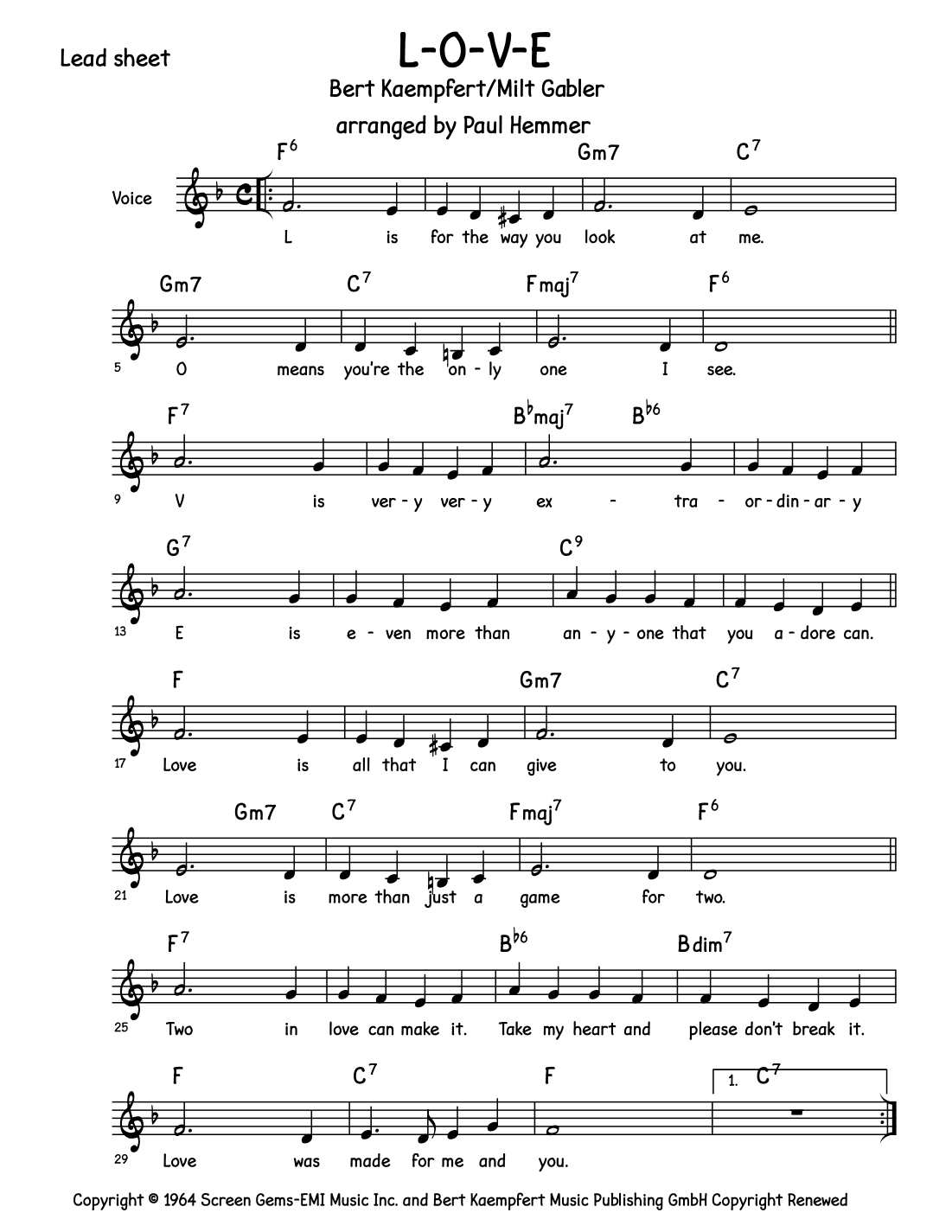 L-o-v-e (arr. Paul Hemmer)