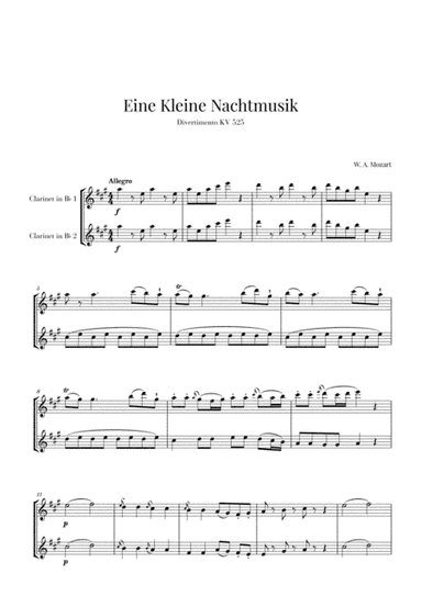 Eine Kleine Nachtmusik for 2 Clarinets (arr. Cadenza Editions)