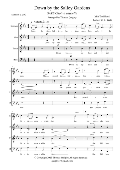 Down by the Salley Gardens (SATB a cappella) (arr. Thomas Quigley)