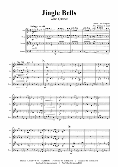 Jingle Bells - Christmas Swing - Wind Quartet (arr. Thomas H. Graf)