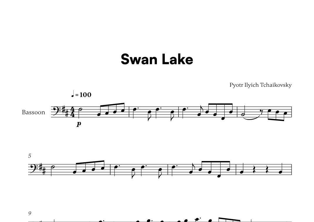 Tchaikovsky - Swan Lake Theme (for Bassoon Solo) (arr. Cadenza Editions)