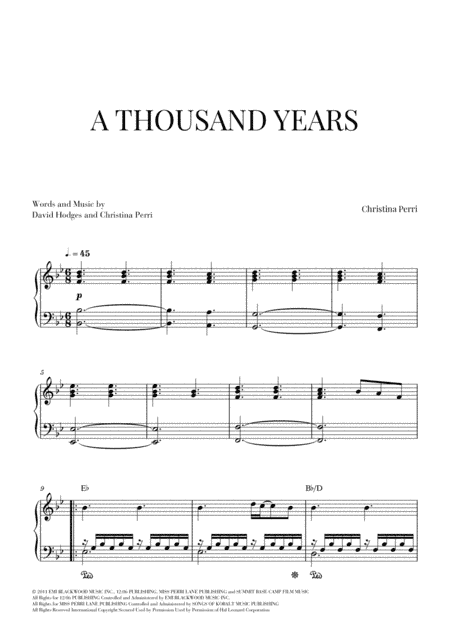 A Thousand Years (arr. Cadenza Editions)