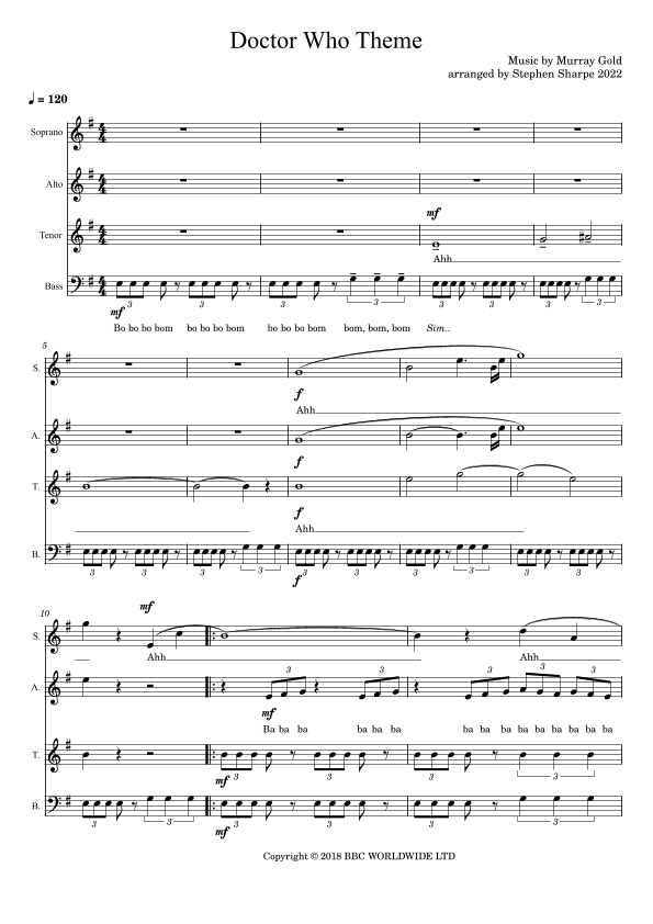 Doctor Who Theme (arr. Stephen Sharpe)