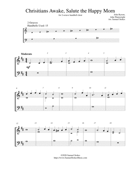 Christians Awake, Salute the Happy Morn - for 2-octave handbell choir (arr. Samuel Stokes)