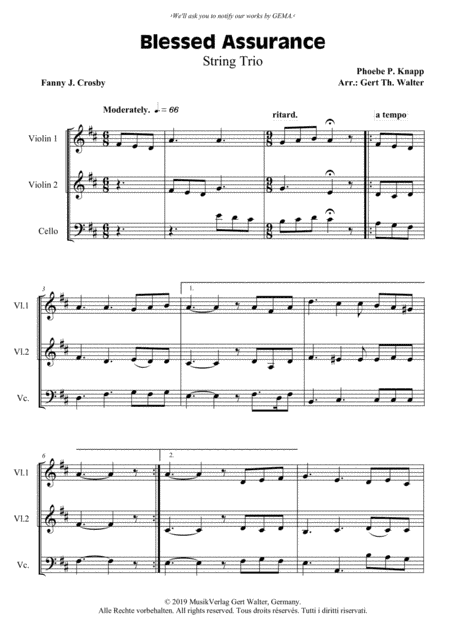 Blessed Assurance (arr. Gert Th. Walter)