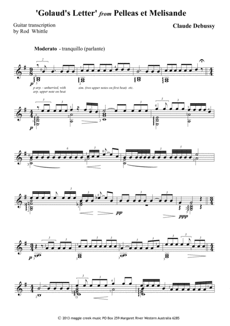 'Golaud's Letter' from Pelleas et Melisande (arr. Rod Whittle)