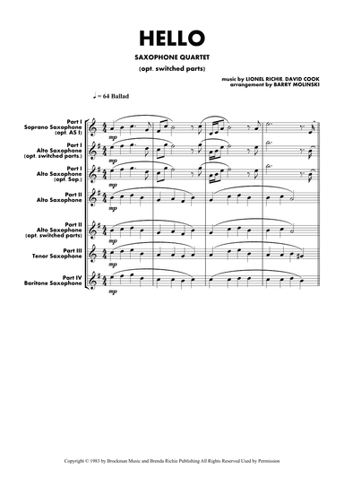 Hello (arr. BARRY MOLINSKI)