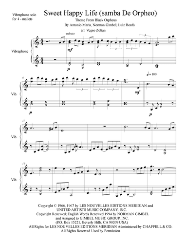 Sweet Happy Life (samba De Orpheo) (arr. Zoltan Vegso)