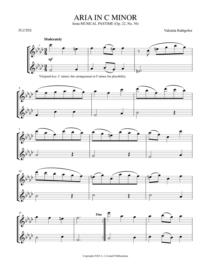 Aria in C Minor (from Musical Pastime) (arr. Mark Phillips)