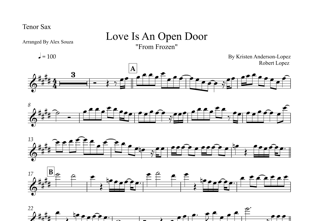 Love Is An Open Door (arr. Alex Souza)