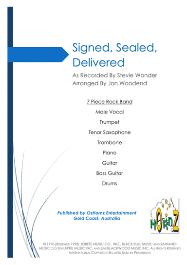 Signed, Sealed, Delivered I'm Yours (arr. Jon Woodend)