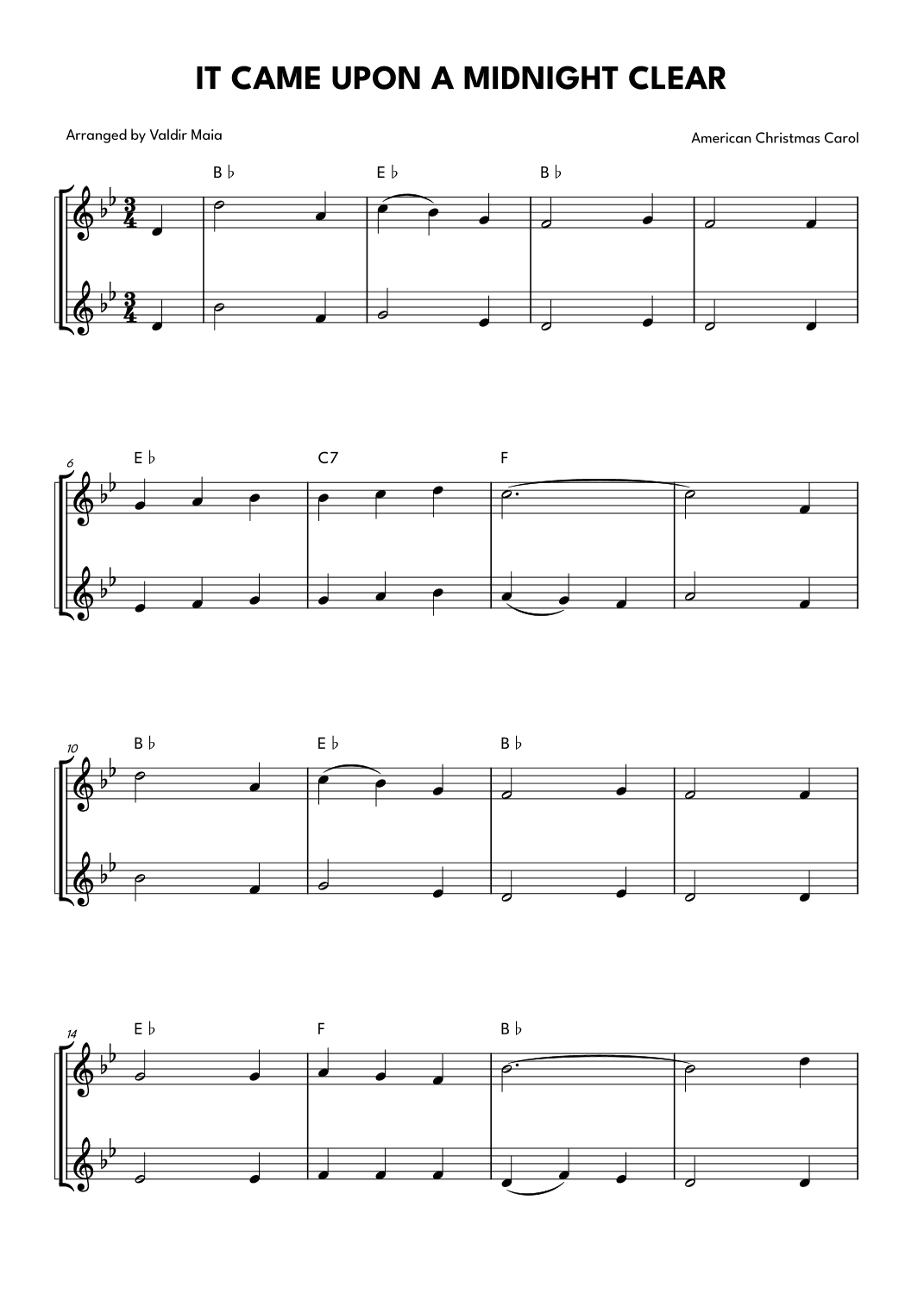 It Came Upon A Midnight Clear - Flute Duet (arr. Valdir Maia)