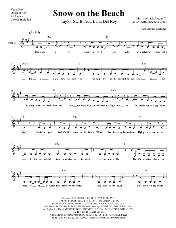 Snow On The Beach (arr. Alvaro Metzger)