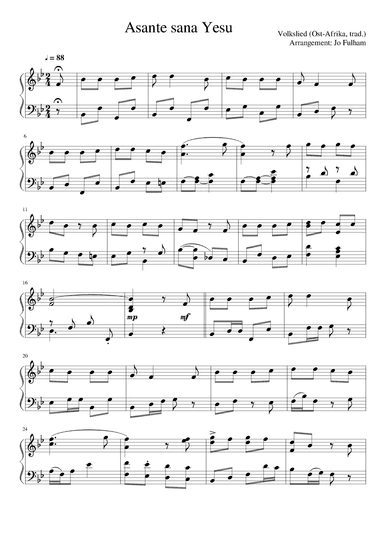 Asante sana Yesu (arr. Jo Fulham)