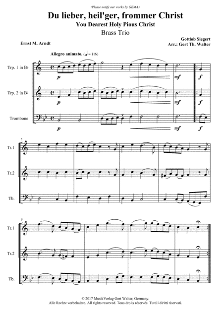 You Dearest Holy Pious Christ (arr. Gert Th. Walter)