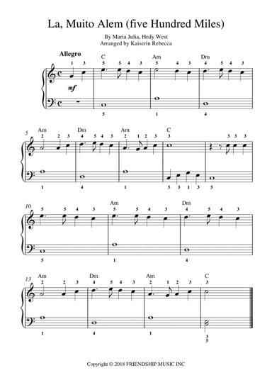La, Muito Alem (five Hundred Miles) (arr. Kaiserin Rebecca)