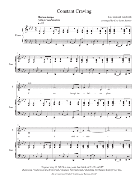 Constant Craving (arr. Eric Lane Barnes)