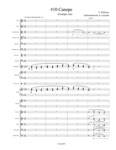C. Debussy -  Prelude #10 (II), "Canopic Jar", Orchestrated by A. Leytush - Score Only