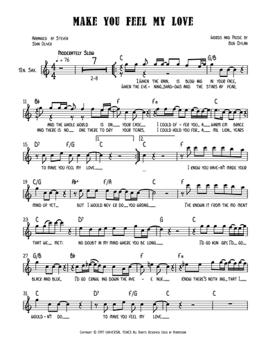 Make You Feel My Love (arr. Steven John Oliver)