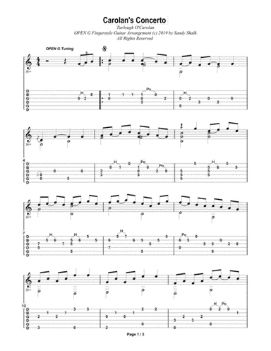 Carolan's Concerto (OPEN G Fingerstyle Guitar) (arr. Sandy Shalk)