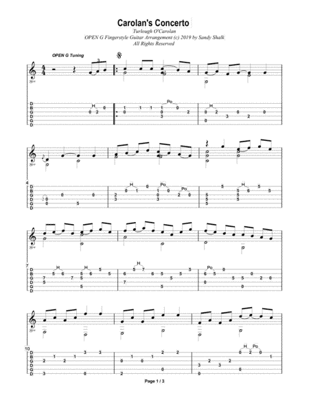 Carolan's Concerto (OPEN G Fingerstyle Guitar) (arr. Sandy Shalk)