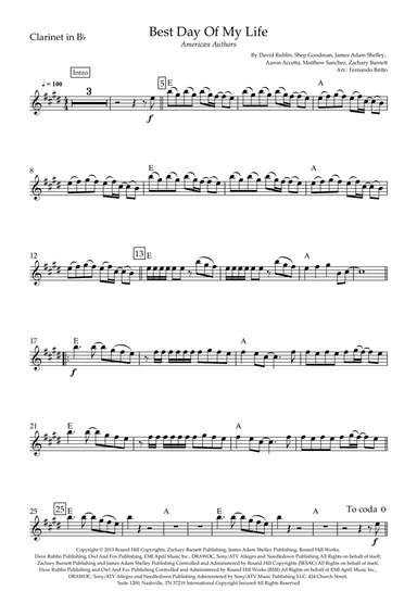 Best Day Of My Life (arr. Fernando Britto)