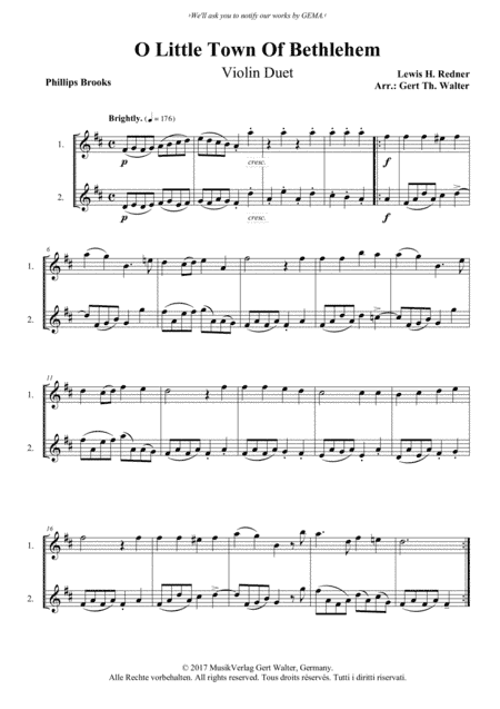 O Little Town Of Bethlehem (arr. Gert Th. Walter)
