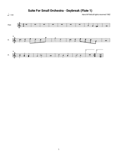 Suite for Small Orchestra - Daybreak (First Flute Part)