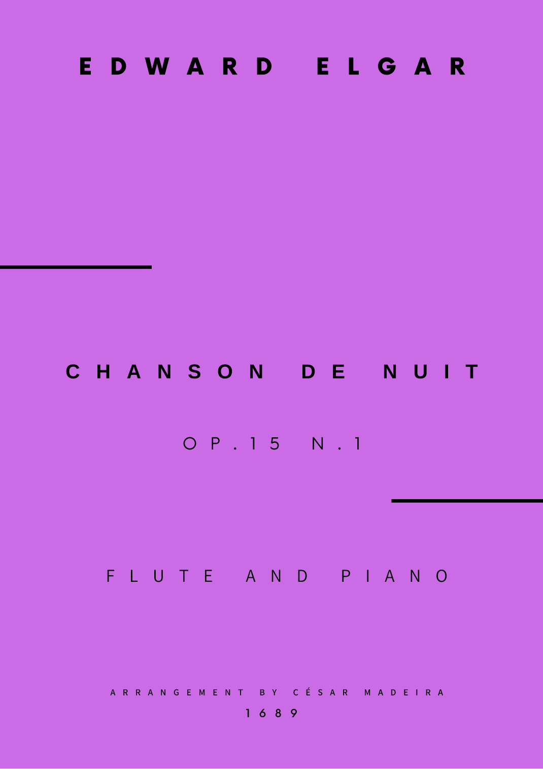Chanson De Nuit, Op.15 No.1 - Flute and Piano (Full Score) (arr. César Madeira)