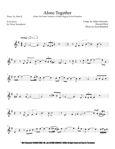 Alone Together (arr. Scott Hamilton)