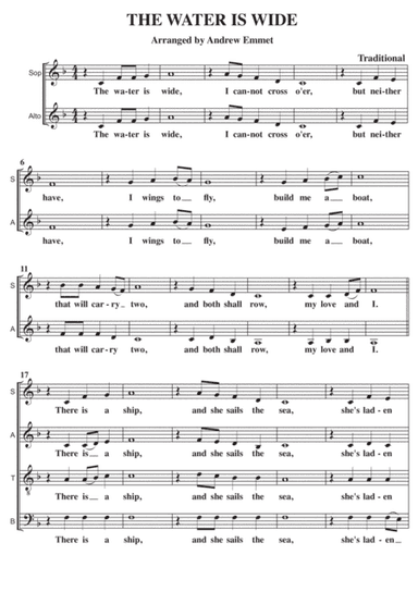 The Water Is Wide A Cappella SATB (arr. Andrew Emmet)