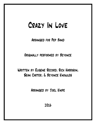Crazy In Love (arr. Joel Knipe)