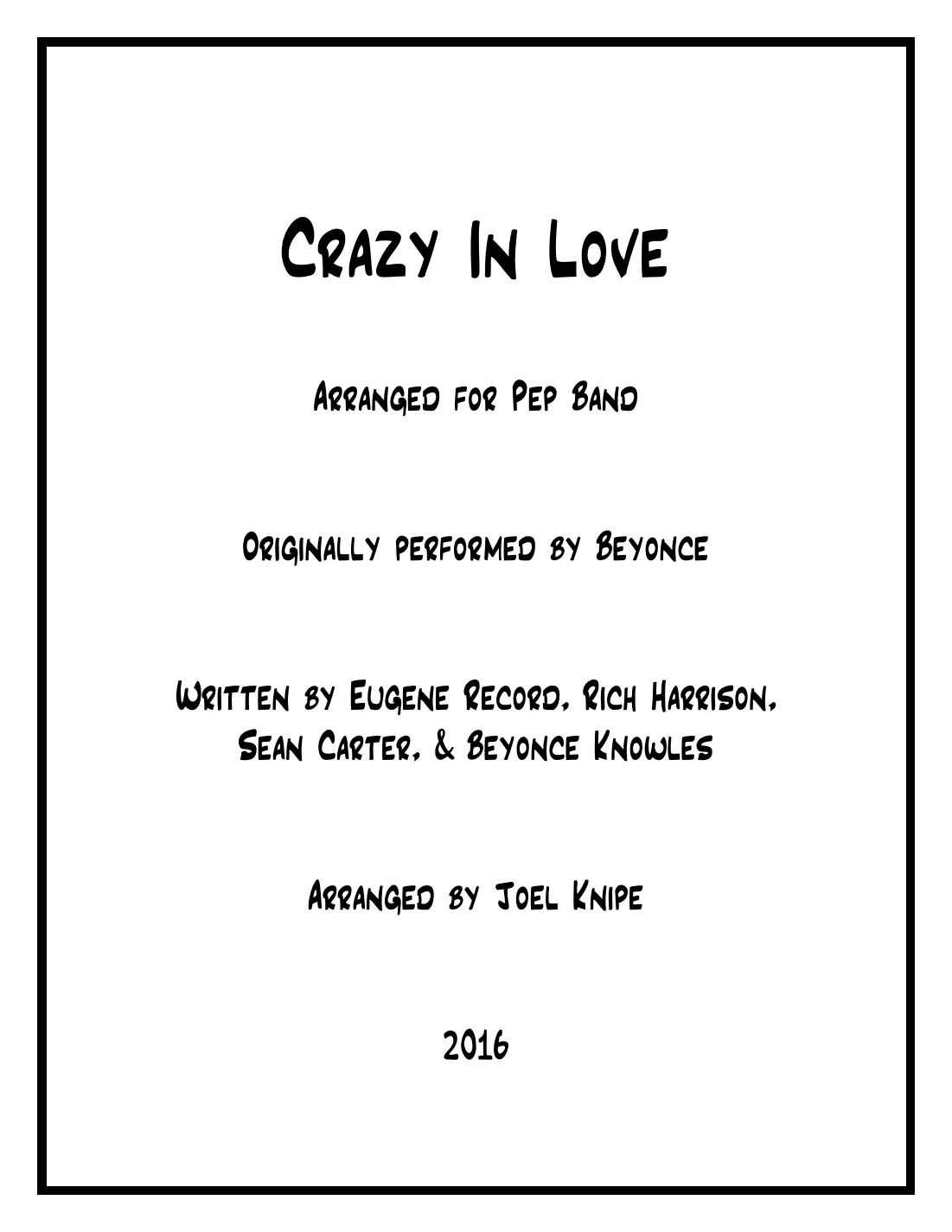 Crazy In Love (arr. Joel Knipe)