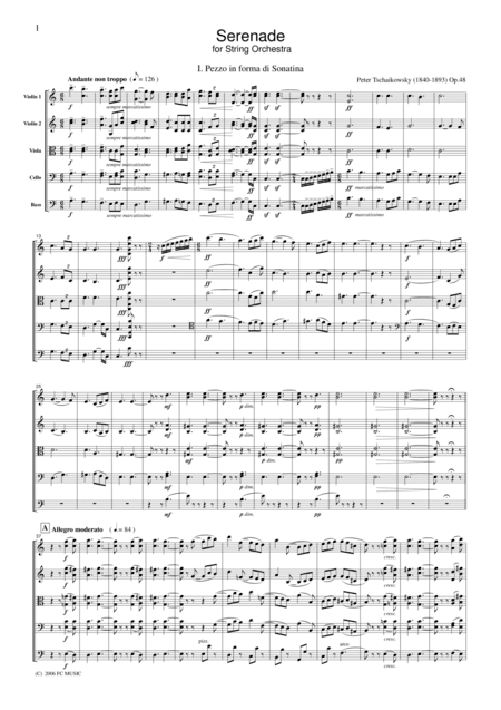 Tchaikowsky  Serenade for String Orchestra, for string orchestra, ST010 (arr. Fukuhara)