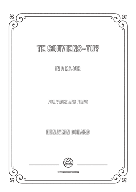 Godard-Te souviens-tu in G Major,for Voice and Piano (arr. MSM)