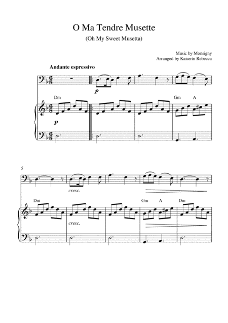 O Ma Tendre Musette (Oh My Sweet Musetta) (bassoon solo and piano accompaniment) (arr. Kaiserin Rebecca)