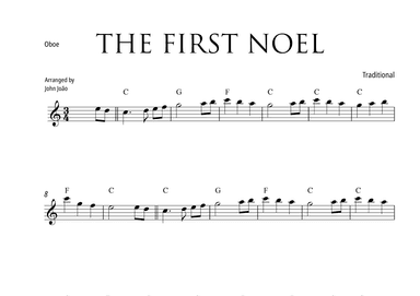 The First Noel (Oboe, with Chord Chart) (arr. John João)