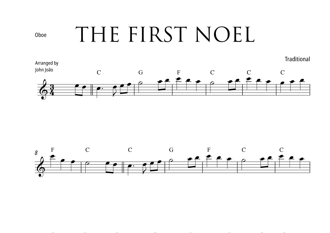 The First Noel (Oboe, with Chord Chart) (arr. John João)