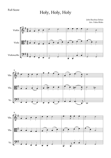 Holy, Holy, Holy (Traditional Christian Song) for String Trio (arr. Fabio Britto)