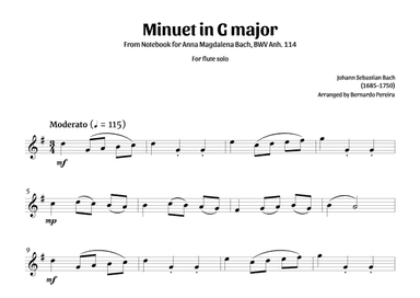 Minuet in G major (flute solo) (arr. Bernardo Pereira)