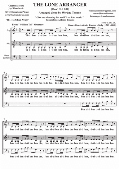 The Lone Ranger theme tune A Cappella SAB (arr. Andrew Emmet)