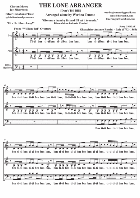 The Lone Ranger theme tune A Cappella SAB (arr. Andrew Emmet)