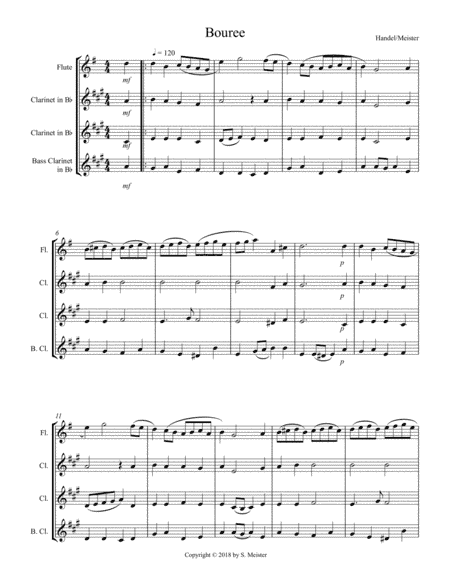 Handel's Bouree for Woodwind Quartet (arr. Scott Meister)