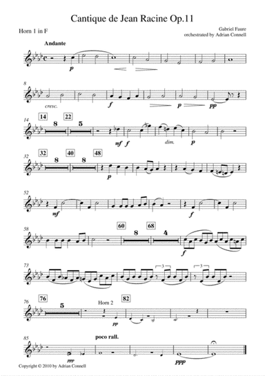 Faure - Cantique de Jean Racine orchestrated Adrian Connell - Horn 1 (arr. Adrian Connell)