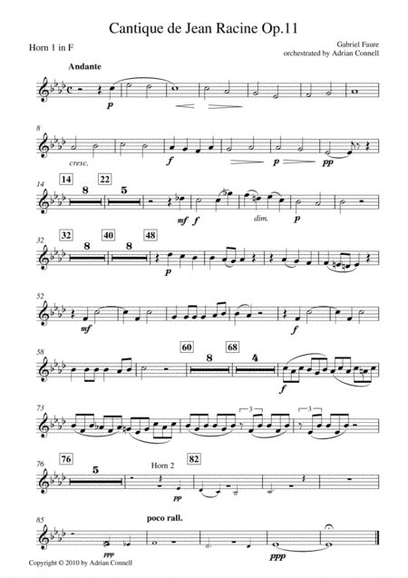 Faure - Cantique de Jean Racine orchestrated Adrian Connell - Horn 1 (arr. Adrian Connell)
