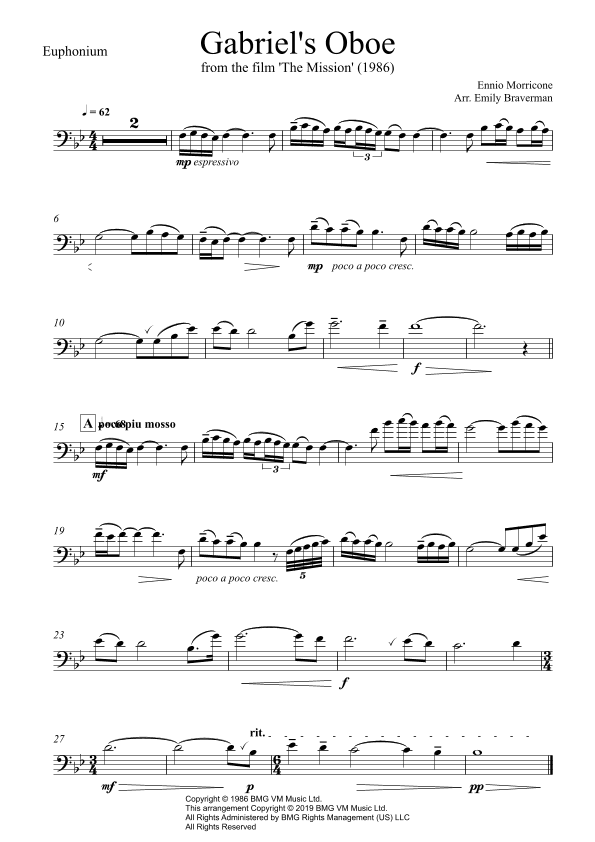 Gabriel's Oboe (arr. E Braverman)