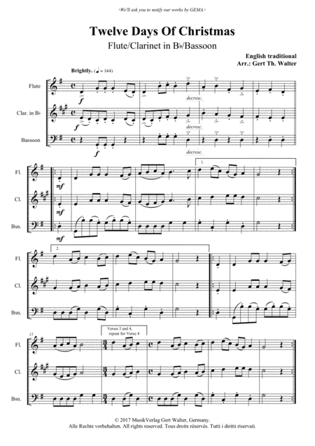 Twelve Days Of Christmas (arr. Gert Th. Walter)