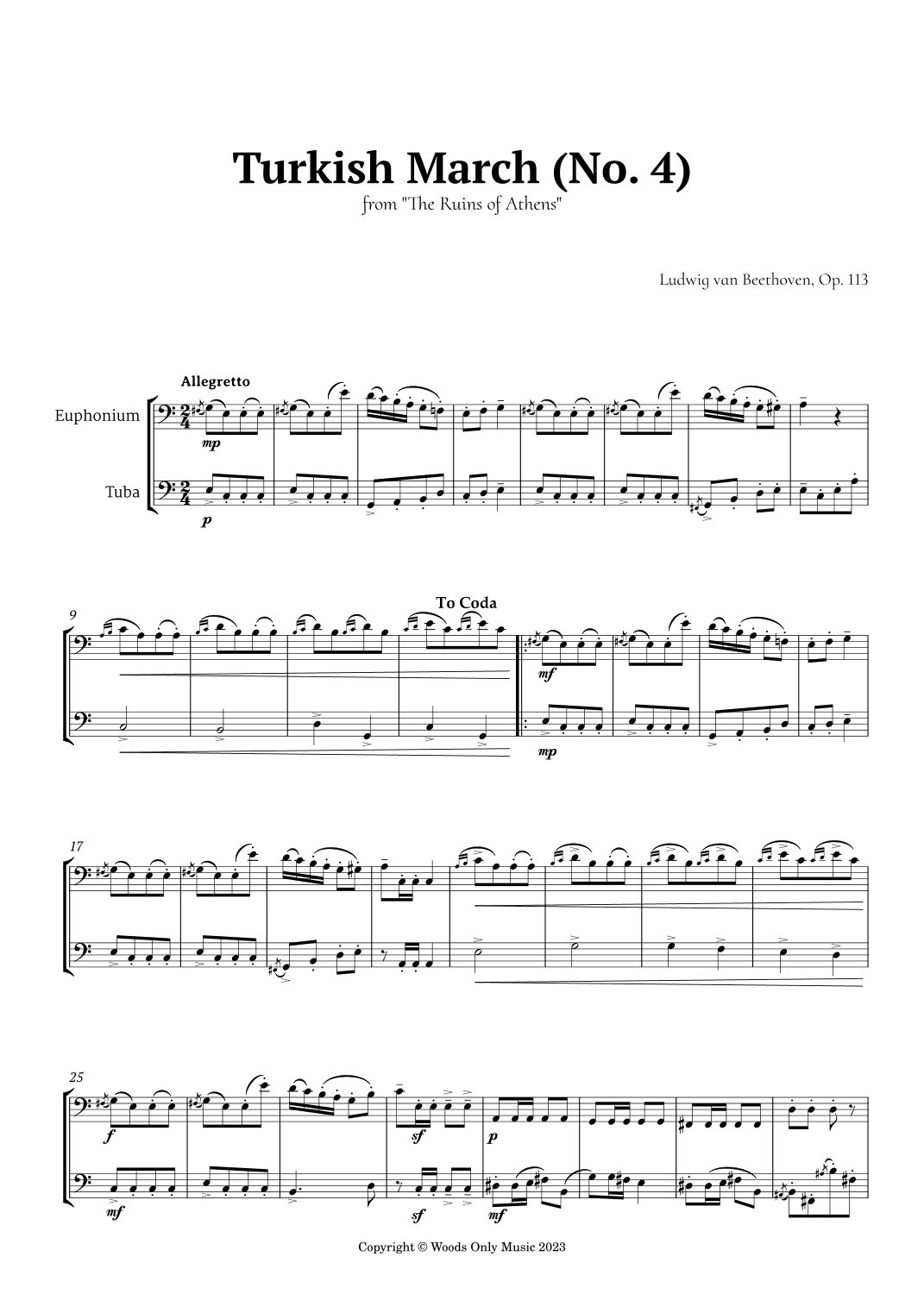 Turkish March by Beethoven for Euphonium and Tuba Duet (arr. Ander)