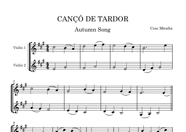 CANC¸O´ DE TARDOR Vl Duet